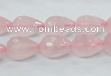 CRQ43 15.5 inches 10*14mm faceted teardrop natural rose quartz beads