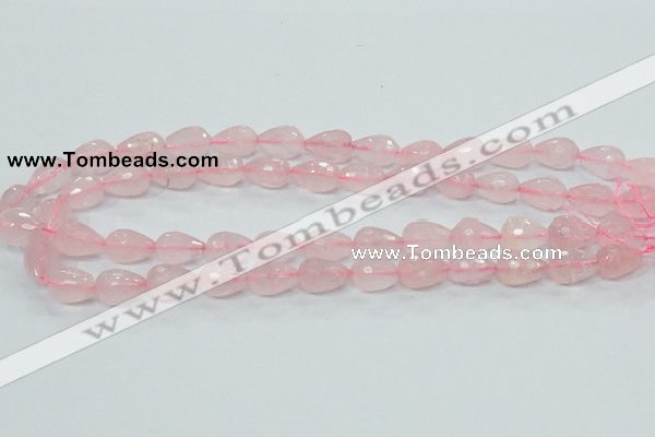 CRQ43 15.5 inches 10*14mm faceted teardrop natural rose quartz beads