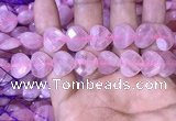 CRQ434 15.5 inches 14*14mm faceted heart rose quartz beads wholesale