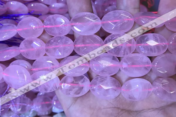 CRQ437 15.5 inches 15*20mm faceted oval rose quartz beads wholesale