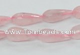 CRQ44 15.5 inches 8*20mm faceted teardrop natural rose quartz beads