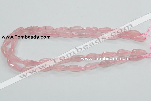 CRQ44 15.5 inches 8*20mm faceted teardrop natural rose quartz beads