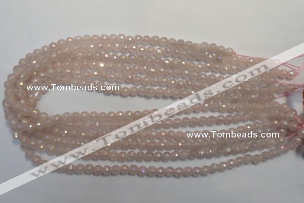 CRQ511 15.5 inches 6mm faceted round AB-color rose quartz beads