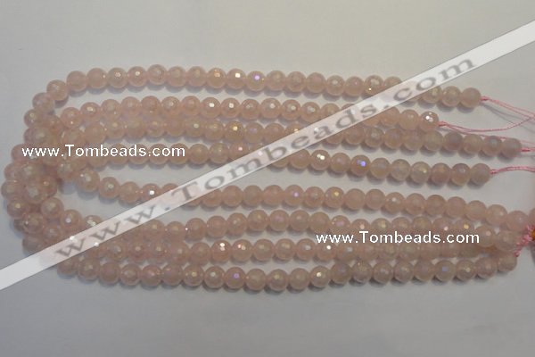 CRQ512 15.5 inches 8mm faceted round AB-color rose quartz beads