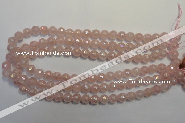 CRQ513 15.5 inches 10mm faceted round AB-color rose quartz beads