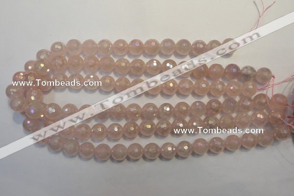 CRQ514 15.5 inches 12mm faceted round AB-color rose quartz beads