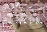 CRQ553 15.5 inches 14mm faceted coin rose quartz beads wholesale