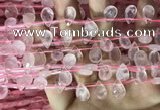 CRQ559 Top drilled 8*12mm faceted briolette rose quartz beads