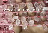 CRQ560 Top drilled 10*14mm faceted briolette rose quartz beads