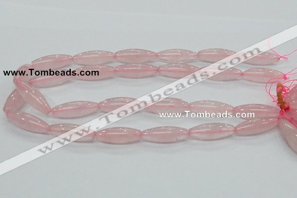 CRQ57 15.5 inches 10*30mm rice natural rose quartz beads wholesale