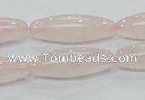 CRQ58 15.5 inches rice 10*30mm natural rose quartz beads wholesale