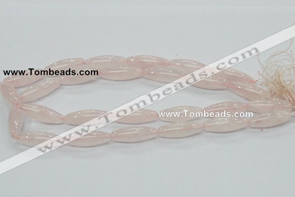 CRQ58 15.5 inches rice 10*30mm natural rose quartz beads wholesale