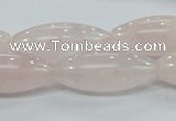 CRQ59 15.5 inches 12*30mm rice natural rose quartz beads wholesale