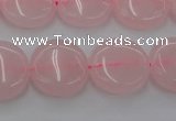 CRQ601 15.5 inches 12mm flat round rose quartz beads wholesale