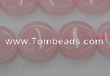 CRQ602 15.5 inches 15mm flat round rose quartz beads wholesale