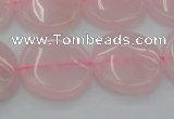 CRQ603 15.5 inches 18mm flat round rose quartz beads wholesale