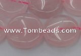 CRQ604 15.5 inches 20mm flat round rose quartz beads wholesale