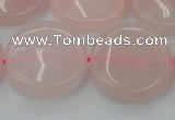 CRQ605 15.5 inches 25mm flat round rose quartz beads wholesale