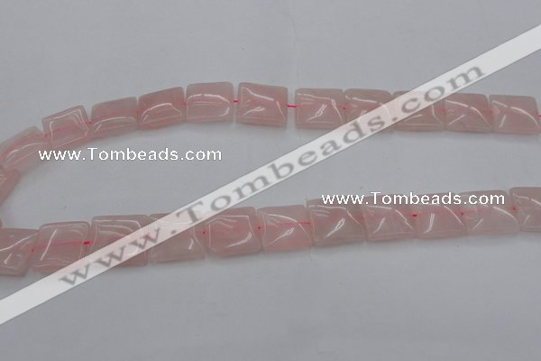 CRQ624 15.5 inches 16*16mm square rose quartz beads wholesale