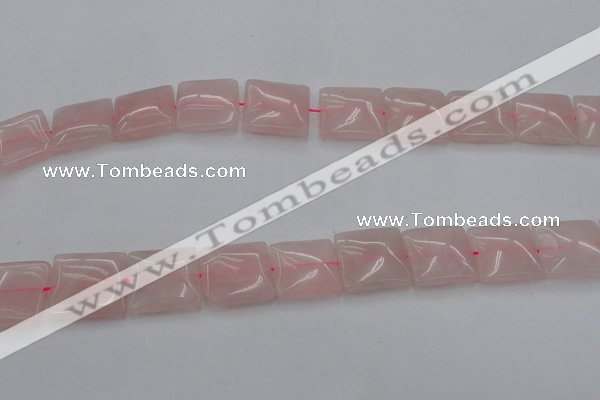 CRQ626 15.5 inches 20*20mm square rose quartz beads wholesale