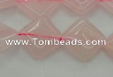 CRQ638 15.5 inches 14*14mm diamond rose quartz beads wholesale
