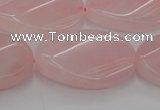 CRQ645 15.5 inches 18*25mm twisted oval rose quartz beads