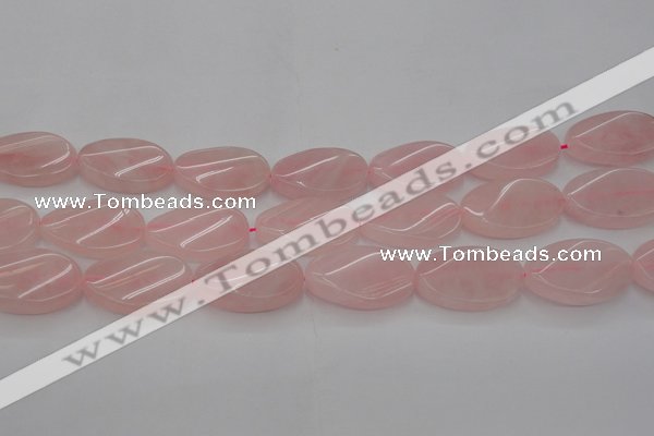 CRQ645 15.5 inches 18*25mm twisted oval rose quartz beads