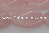 CRQ646 15.5 inches 20*30mm twisted oval rose quartz beads