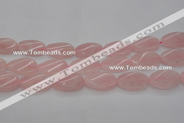 CRQ646 15.5 inches 20*30mm twisted oval rose quartz beads