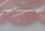 CRQ647 15.5 inches 25*35mm twisted oval rose quartz beads