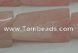 CRQ652 15.5 inches 25*35mm twisted rectangle rose quartz beads