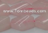 CRQ653 15.5 inches 15*20mm twisted hexagon rose quartz beads