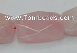 CRQ658 15.5 inches 22*30mm faceted rectangle rose quartz beads