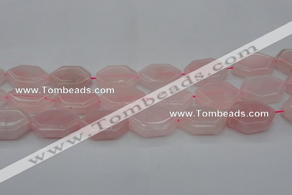 CRQ660 15.5 inches 22*30mm hexagon rose quartz beads