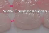 CRQ665 15.5 inches 18*25mm carved oval rose quartz beads