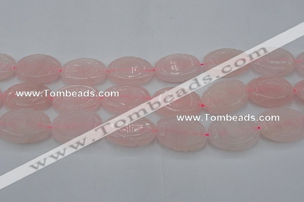 CRQ666 15.5 inches 22*30mm carved oval rose quartz beads