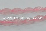 CRQ69 15.5 inches 6*12mm twisted rice natural rose quartz beads