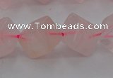 CRQ694 15.5 inches 10*10mm cube rose quartz beads wholesale