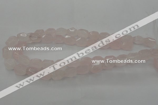 CRQ701 15.5 inches 10*14mm - 12*16mm faceted nuggets rose quartz beads