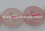 CRQ710 15.5 inches 25mm flat round rose quartz beads