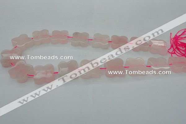 CRQ714 15.5 inches 20*20mm carved flower rose quartz beads