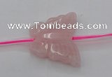 CRQ716 15.5 inches 25*30mm carved butterfly rose quartz beads