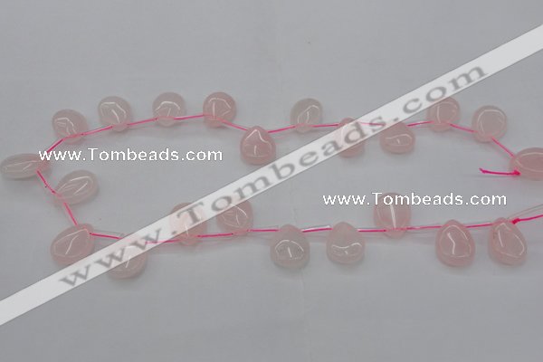 CRQ718 Top drilled 13*18mm flat teardrop rose quartz beads