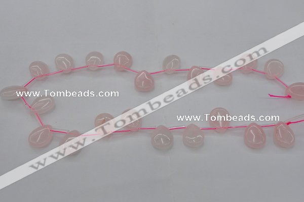 CRQ719 Top drilled 15*20mm flat teardrop rose quartz beads