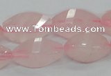 CRQ72 15.5 inches 12*24mm twisted rice natural rose quartz beads