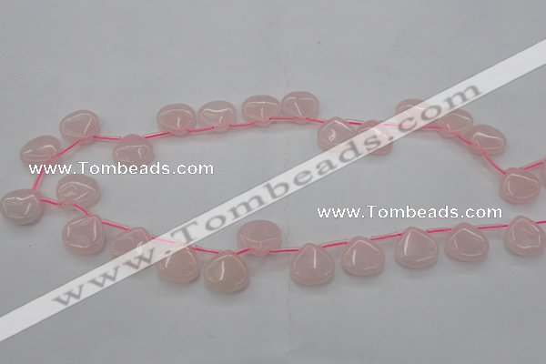 CRQ721 Top drilled 15*15mm flat teardrop rose quartz beads