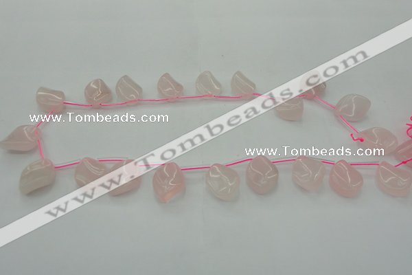 CRQ732 Top drilled 15*20mm twisted marquise rose quartz beads