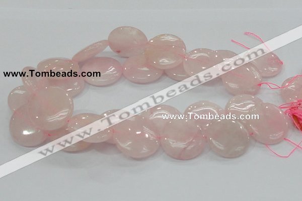 CRQ74 15.5 inches 30mm flat round natural rose quartz beads