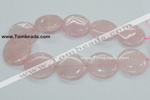 CRQ75 15.5 inches 40mm flat round natural rose quartz beads