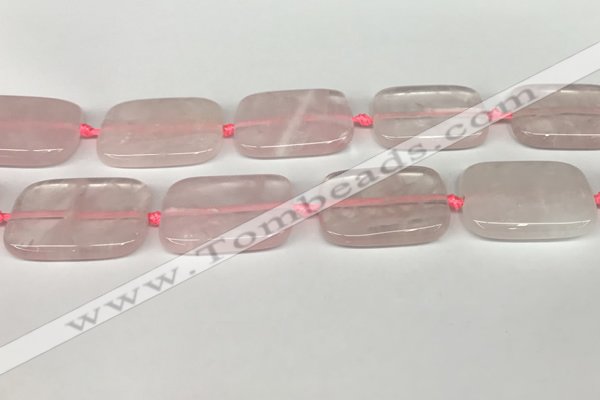 CRQ754 15.5 inches 25*35mm rectangle rose quartz beads